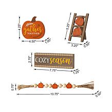 10.75"L Set of 4 Fall Wooden Word Signs Tiered Tray Table Décor