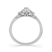 10K White Gold 1/8ctw Diamond Marquise Center Twist Shoulders Ring