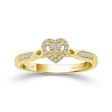 10K Yellow Gold 1/10ctw Diamond Heart Engagement Ring