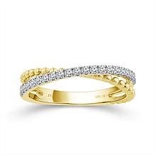 10K Yellow Gold 1/5ctw Diamond Crossover Anniversary Band Ring