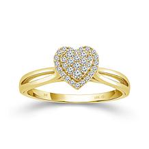 10K Yellow Gold 1/6ctw Diamond Pavé Heart Cluster Ring