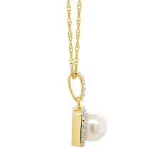10K Yellow Gold Gem and Created White Sapphire 7mm Pendant with Chain