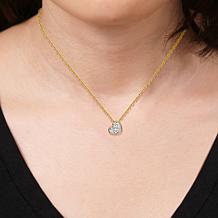 10K Yellow Gold Pave Heart Gemstone 18" Necklace