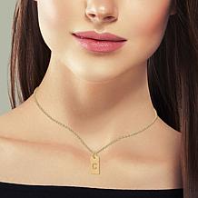 10K Yellow Gold Tab Initial Necklace