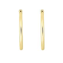10K Yellow Gold Tube Hoop Earring with Hinged Clasp