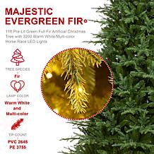 11ft Pre-Lit Green Full Fir Christmas Tree with Lights