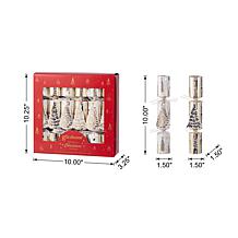 12-Pack Christmas Party Crackers with White & Gold Tree Design