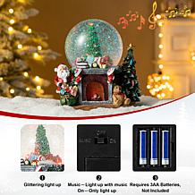 120mm Resin Lighted Musical Christmas Tree on Fireplace Water Globe