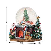 120mm Resin Lighted Musical Christmas Tree on Fireplace Water Globe