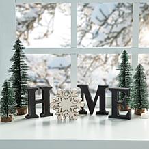 13-Piece Wooden Interchangeable HOME Tabletop Sign w/ Seasonal Icons