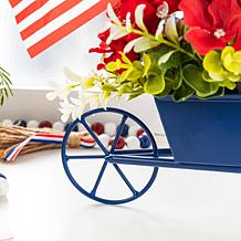 14" Patriotic Metal Wagon Centerpiece with Hydrangeas