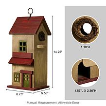 14.25"H Distressed Wood Cottage Decorative Outdoor Garden Birdhouse