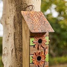 14.5"H Vintage Pallet Distressed Solid Wood Duplex Garden Birdhouse