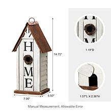 14.75"H Washed White Distressed Solid Wood "HOME" Garden Birdhouse