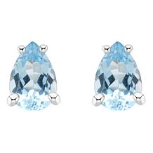 14K Gold 6x4mm Pear-Shaped Aquamarine Solitaire Stud Earrings