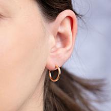 14K Gold Polished Round Tube Hoop Earrings