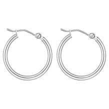 14K Gold Polished Round Tube Hoop Earrings