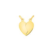 14K Gold Split Heart Pendant with Double Bail 