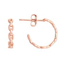 14K Rose Gold Polished "C" Hoop Link Earrings