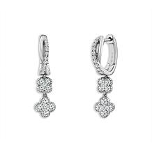 14K White Gold 3/4ctw Diamond Hoop Drop Earrings