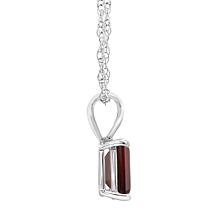 14K White Gold Gemstone 8x6mm Emerald-Cut Pendant with Chain