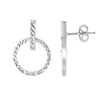 14K White Gold Textured Circle Earrings