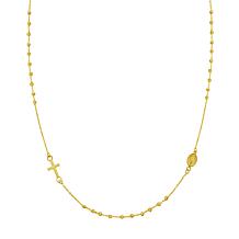 14K Yellow Gold 17" Beaded Rosary Necklace with Spring Clasp