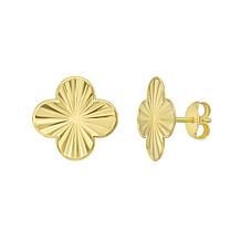 14K Yellow Gold Clover Stud Earring with Push Back Clasp