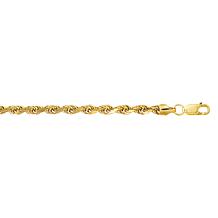 14K Yellow Gold Diamond-Cut Semi-Solid Rope Chain Necklace - 18"