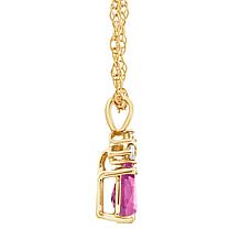14K Yellow Gold Gem and Diamond Accent 7x5mm Pear Pendant with Chain