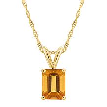 14K Gold Peridot 8x6mm Emerald-Cut Pendant with Chain - 20200749 | HSN