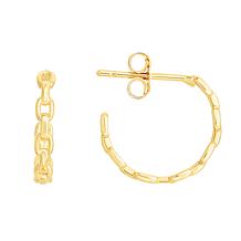 14K Yellow Gold Polished "C" Hoop Link Earrings