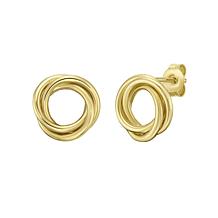14K Yellow Gold Polished Interlocking Trinity Circle Stud Earring 