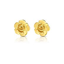 14K Yellow Gold Polished Rose Stud Earrings 