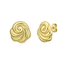 14K YG Polished Swirl Knot Stud with Push Back Clasp