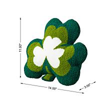 14"L St. Patrick's Day Hooked Shamrock-shaped Pillow