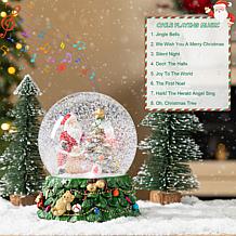 150mm Christmas Resin Lighted Musical Snowflakes Santa Waterglobe
