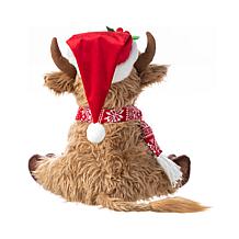 15.25"L Christmas Fabric Highland Cow Decoration