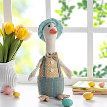 15.75" Easter Fabric Boy Duck Figurine