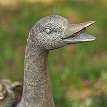 15"H Resin Faux Bronze Duck Garden Statue