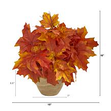 16 in. Autumn Maple Leaf Artificial Plant in Decorative Planter