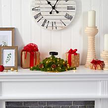 16 in. Christmas Pine Candelabrum with 35 Lights and Pine Cones