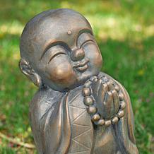16.5"H MGO Faux Bronze Little Buddha Monk Garden Statue