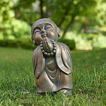 16.5"H MGO Faux Bronze Little Buddha Monk Garden Statue