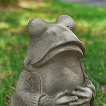 16.75"H MGO Faux Concrete Zen-Style Frog Garden Statue