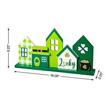 16"L St. Patrick's Wooden LUCKY House Table Decor
