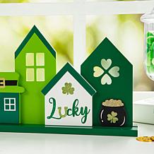 16"L St. Patrick's Wooden LUCKY House Table Decor