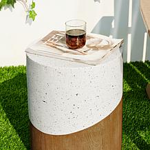 17.25"H MGO Faux Terrazzo & Wood Texture, Stool, Plant Stand, or Table