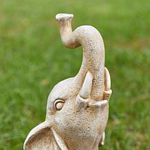 18 "H MGO Faux Granite and Mosaic Sitting Elephant Statue