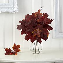 18 in. Autumn Maple Leaf Artificial Plant in Glass Planter